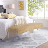 Modern Bedroom Boucle Tufted Long Bench with Acrylic Base for Elegant Home Decor